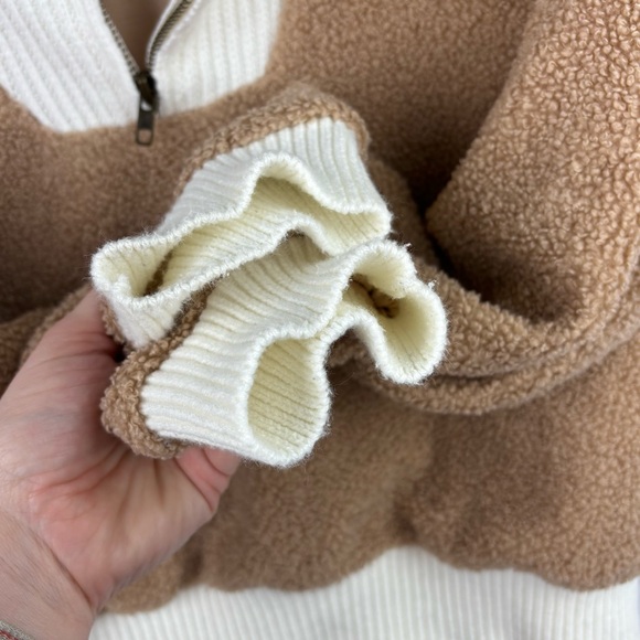 Anthropologie Dolan Left Coast Sherpa Quarter-Zip Pullover Sweater Size M - Picture 7 of 13